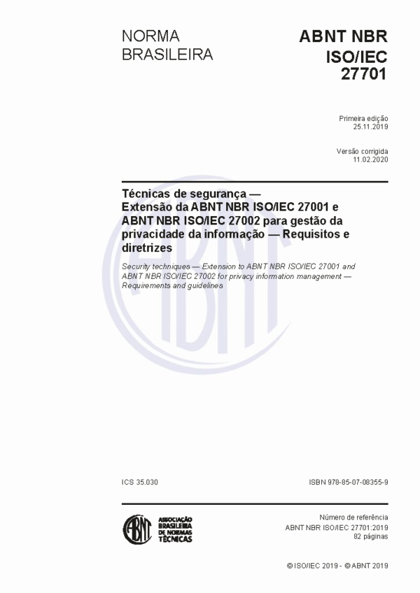 ABNT NBR ISO/IEC 27701:2019